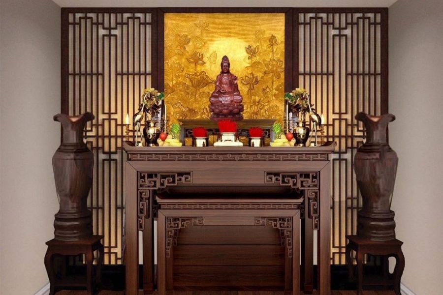 Phong Thủy Phòng Thờ: Cách Bố Trí Và Những Điều Cần Tránh 2 Bàn thờ đặt ở vị trí trang trọng